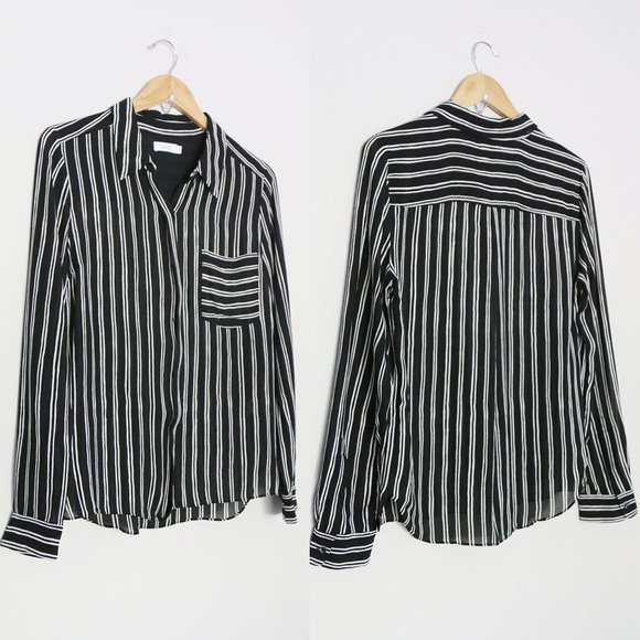 A.L.C. Troy Striped 100% Silk Blouse Button Down Collared Shirt Blouse Sz 6 $365 - Picture 1 of 14